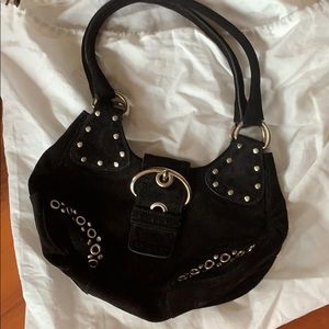Prada black suede gunmetal stud bag